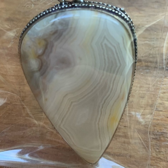 Orca Agate Large Gemstone Pendant in Sterling Silver Base - Picture 2 of 5